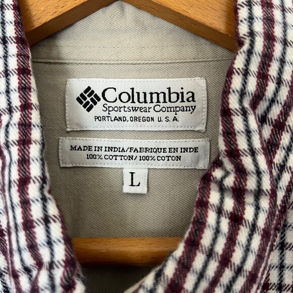 Columbia Plaid Button Down Shirt Size Large L Long Sleeve Cotton Casual‎ - Picture 3 of 3